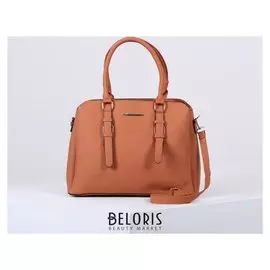 Сумка женская, 3 отдела на молнии, наружный карман, длинный ремень, цвет кофе