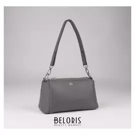 Сумка женская, 3 отдела на молнии, наружный карман, цвет серый