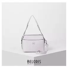 Сумка женская, 3 отдела на молниях, 2 наружных кармана, длинный ремень, цвет сиреневый