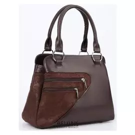 Сумка женская, 3 отдела на молниях, 3 наружных кармана, цвет коричневый