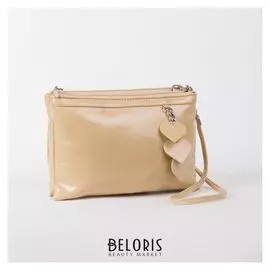 Сумка женская, 3 отдела на молниях, длинный ремень, цвет тёмно-бежевый