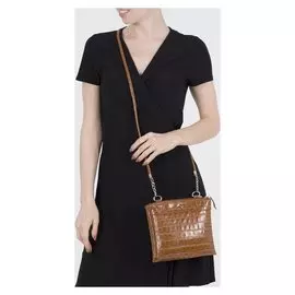 Сумка женская, 3 отдела на молниях, длинный ремень, цвет рыжий