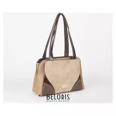 Сумка женская, 3 отдела на молниях, наружный карман, цвет тёмно-бежевый