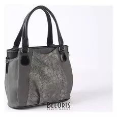 Сумка женская, 3 отдела на молниях, наружный карман, длинный ремень, цвет серый