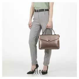 Сумка женская на молнии, отдел с перегородкой, наружный карман, длинный ремень, цвет бронзовый