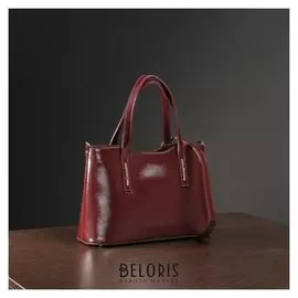 Сумка женская на молнии, отдел с перегородкой, наружный карман, длинный ремень, цвет бордовый