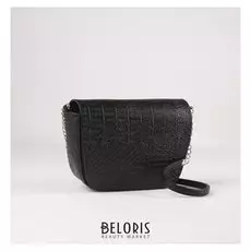 Сумка женская, отдел на клапане, цепочка-ремень, цвет чёрный