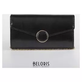 Сумка женская, отдел на клапане, длинная цепь, цвет чёрный