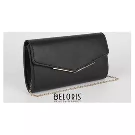 Сумка женская, отдел на клапане, длинная цепь, цвет чёрный