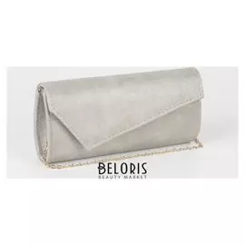 Сумка женская, отдел на клапане, длинная цепь, цвет серый