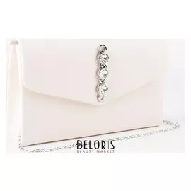 Сумка женская, отдел на клапане, длинная цепочка, цвет белый