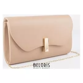 Сумка женская, отдел на клапане, длинная цепочка, цвет бежевый