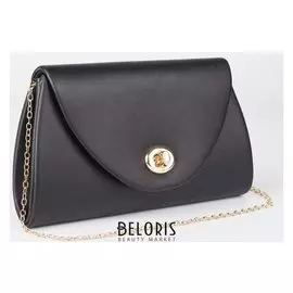 Сумка женская, отдел на клапане, длинная цепочка, цвет чёрный