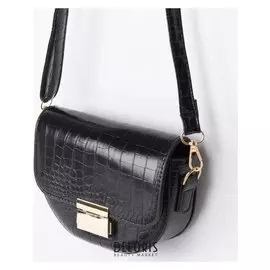 Сумка женская, отдел на клапане, длинный ремень, цвет чёрный