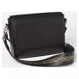 Сумка женская, отдел на клапане, длинный ремень, цвет чёрный