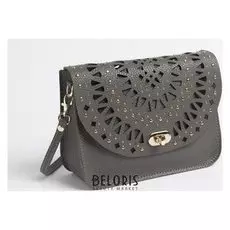 Сумка женская, отдел на клапане, длинный ремень, цвет серый