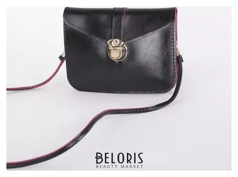 Сумка женская, отдел на клапане, длинный ремень, цвет чёрный