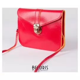 Сумка женская, отдел на клапане, длинный ремень, цвет красный