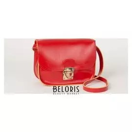 Сумка женская, отдел на клапане, длинный ремень, цвет красный