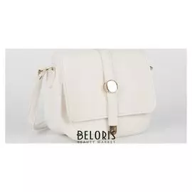 Сумка женская, отдел на клапане, длинный ремень, цвет белый