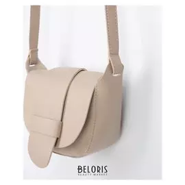 Сумка женская, отдел на клапане, длинный ремень, цвет бежевый