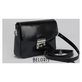 Сумка женская, отдел на клапане, длинный ремень, цвет чёрный