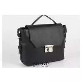 Сумка женская, отдел на клапане, длинный ремень, цвет чёрный