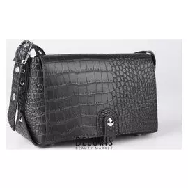 Сумка женская, отдел на клапане, длинный ремень, цвет чёрный