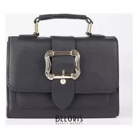 Сумка женская, отдел на клапане, длинный ремень, цвет чёрный