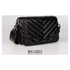 Сумка женская, отдел на клапане, длинный ремень, цвет чёрный