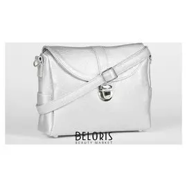 Сумка женская, отдел на клапане, длинный ремень, цвет серебро