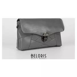 Сумка женская, отдел на клапане, длинный ремень, цвет серый