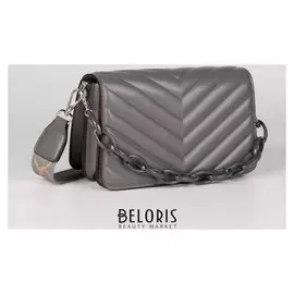 Сумка женская, отдел на клапане, длинный ремень, цвет серый