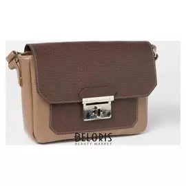 Сумка женская, отдел на клапане, наружный карман, цвет коричневый/бежевый