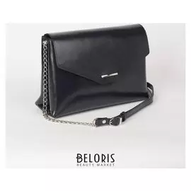Сумка женская, отдел на клапане, наружный карман, цепь-ремень, цвет чёрный