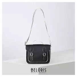 Сумка женская, отдел на клапане, наружный карман, длинный ремень, цвет чёрный