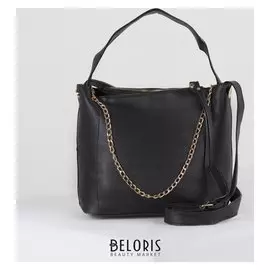 Сумка женская, отдел на кнопке, наружный карман, длинный ремень, цвет чёрный