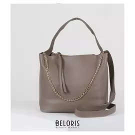 Сумка женская, отдел на кнопке, наружный карман, длинный ремень, цвет бежевый