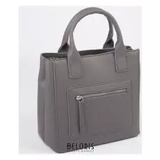 Сумка женская, отдел на молнии, 2 наружных кармана, длинный ремень, цвет серый