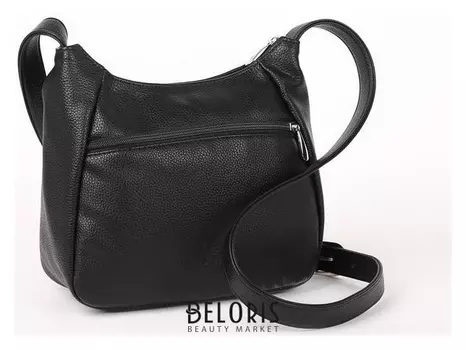 Сумка женская, отдел на молнии, 2 наружных кармана, длинный ремень, цвет чёрный