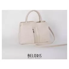 Сумка женская, отдел на молнии, 2 наружных кармана, длинный ремень, цвет бежевый