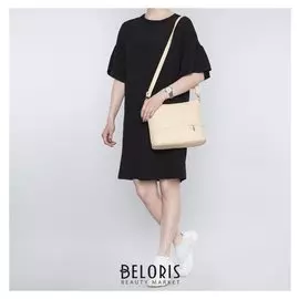 Сумка женская, отдел на молнии, 2 наружных кармана, регулируемый ремень, цвет светло-бежевый