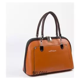 Сумка женская, отдел на молнии, 2 наружных кармана, длинный ремень, цвет рыжий