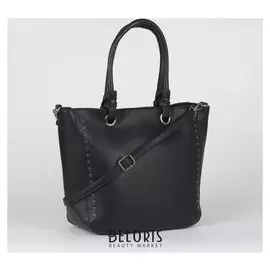 Сумка женская, отдел на молнии, 2 наружных кармана, длинный ремень, цвет чёрный