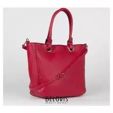 Сумка женская, отдел на молнии, 2 наружных кармана, длинный ремень, цвет красный