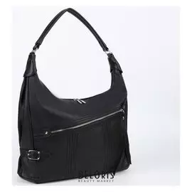 Сумка женская, отдел на молнии, 2 наружных кармана, цвет чёрный