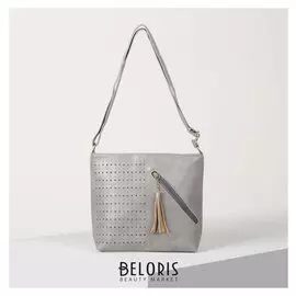 Сумка женская, отдел на молнии, 2 наружных кармана, цвет серый