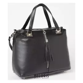 Сумка женская, отдел на молнии, 2 наружных кармана, длинный ремень, цвет чёрный