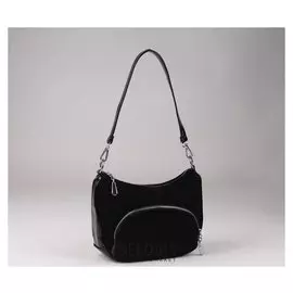 Сумка женская, отдел на молнии, 2 наружных кармана, длинный ремень, цвет чёрный