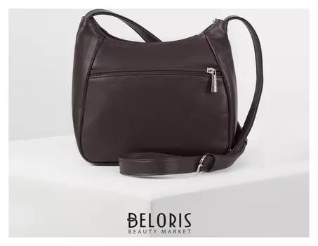 Сумка женская, отдел на молнии, 2 наружных кармана, длинный ремень, цвет коричневый